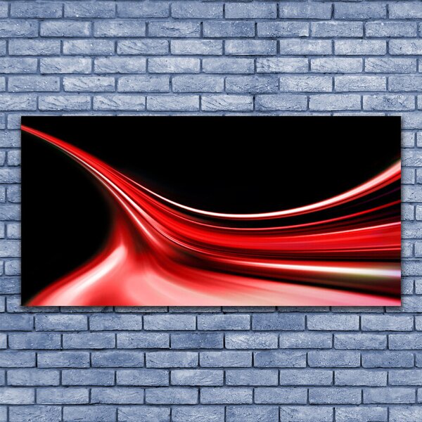 Tablou pe sticla Abstract Lines Art Rosu Negru