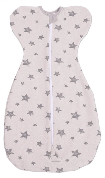 Sistem de infasat bebe Kidizi Swaddel Confort Galaxy Grey 0-4 luni – anti reflex Moro, 100% bumbac, fermoar dublu, 0.5 TOG