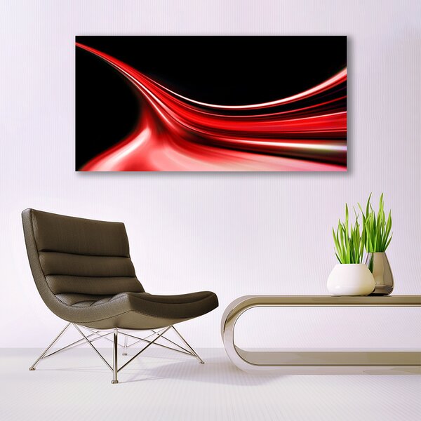 Tablou pe sticla Abstract Lines Art Rosu Negru