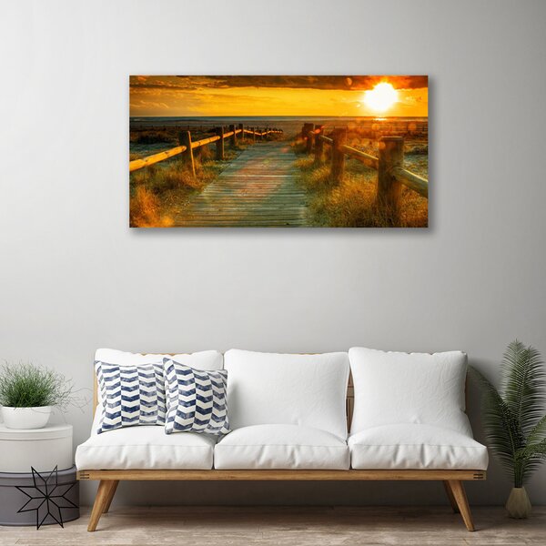 Tablou pe panza canvas Sun Way Arhitectura galben portocaliu