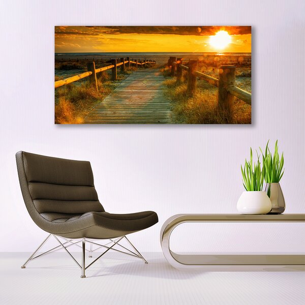 Tablou pe panza canvas Sun Way Arhitectura galben portocaliu