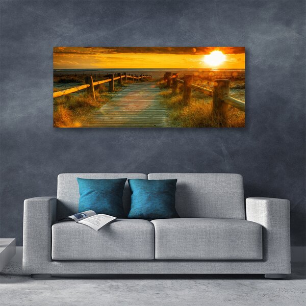Tablou pe panza canvas Sun Way Arhitectura galben portocaliu
