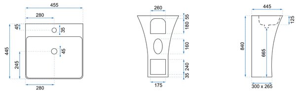 Lavoar de podea freestanding Rea Ada Slim Alb