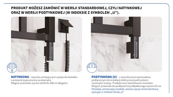 Instal Projekt Mondrian încălzitor electric 83.2x40 cm negru MONE-40/80C31+GH-03C2
