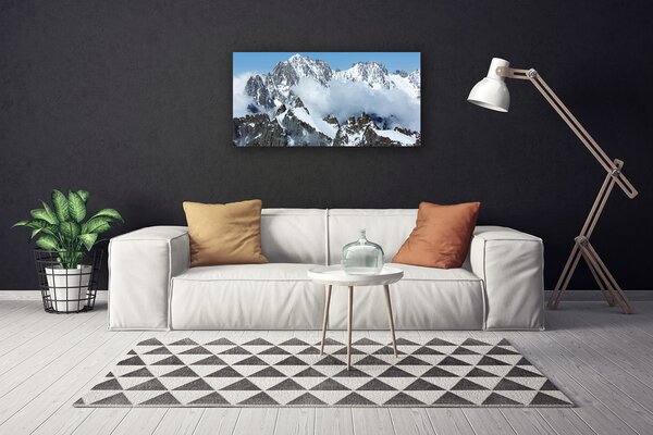 Tablou pe panza canvas Munții Peisaj Albastru Gri Alb