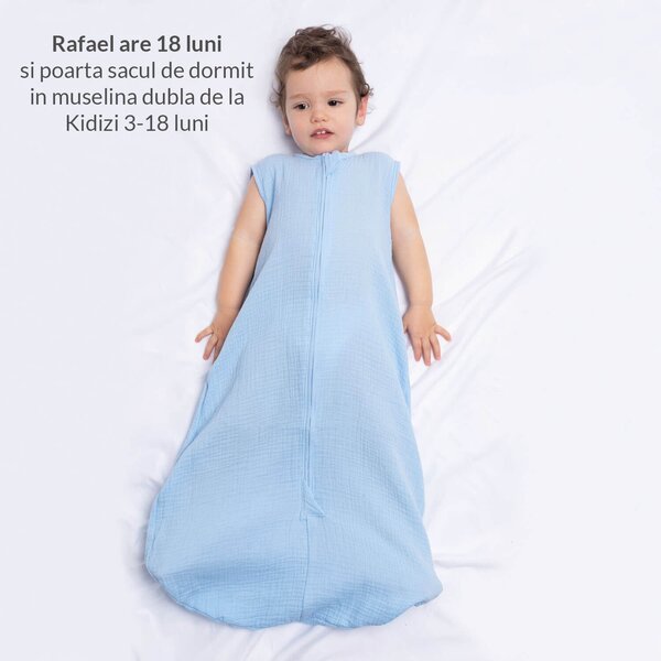 Sac de dormit de vara pentru copii din muselina dubla 3-18 luni Kidizi chilli, 0.3 tog