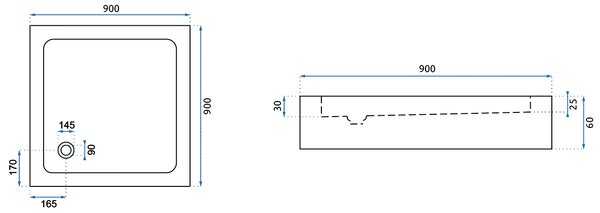 Rea Punto Black Mat, cabină de duș cu uşă glisantă 90 (uşă) x 90 (uşă) x 190 cm, sticlă transparentă de 5 mm, profil negru, REA-K4801