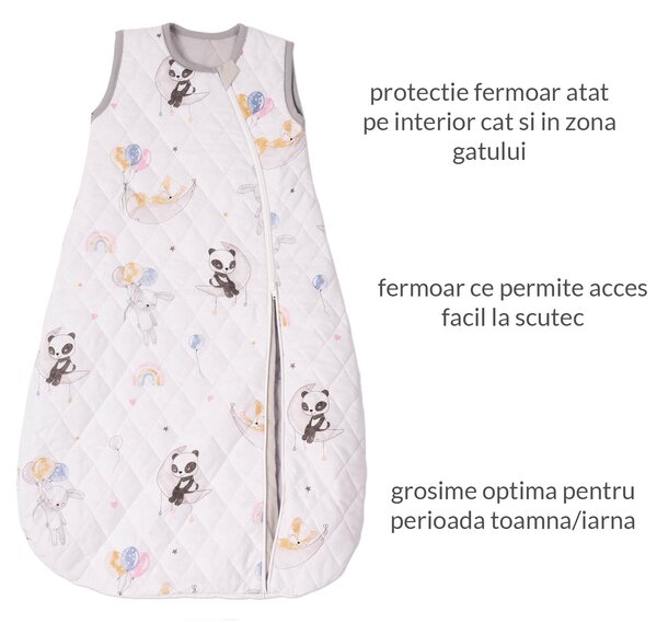 Sac de dormit copii matlasat fara maneci 1,5 tog Kidizi Sweet Dreams 6-24 luni