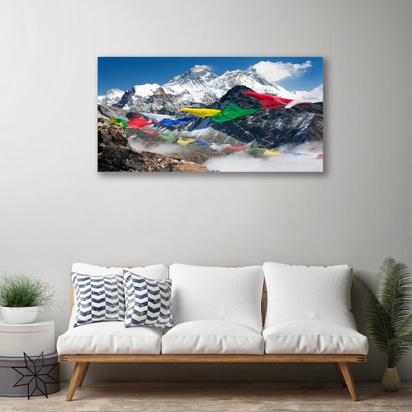 Tablou pe panza canvas Munții Peisaj Albastru Gri Alb