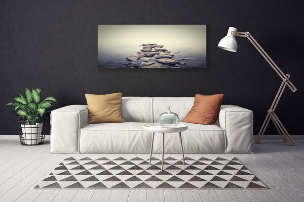 Tablou pe panza canvas Pietrele de apă Peisaj Alb Gri