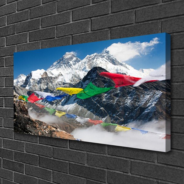 Tablou pe panza canvas Munții Peisaj Albastru Gri Alb
