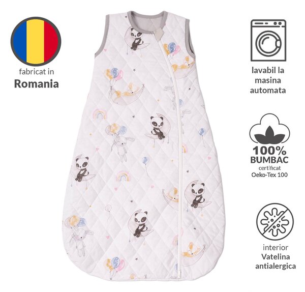 Sac de dormit copii matlasat fara maneci 1,5 tog Kidizi Sweet Dreams 6-24 luni