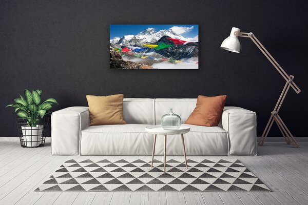 Tablou pe panza canvas Munții Peisaj Albastru Gri Alb