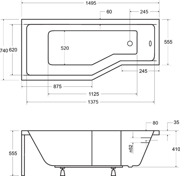 Besco Integra cadă de colț 150x75 cm partea stângă alb #WAI-150-PL