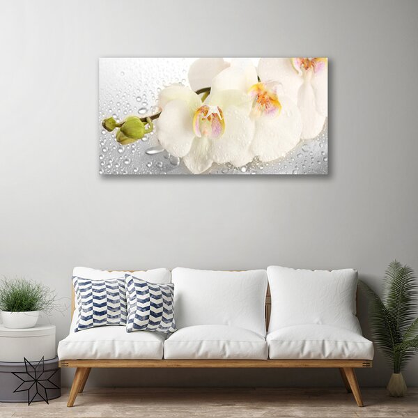 Tablou pe panza canvas Flori Floral Alb Gri