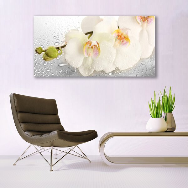 Tablou pe panza canvas Flori Floral Alb Gri