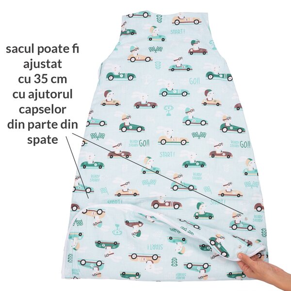 Sac de dormit copii reglabil 6-36 luni Kidizi Husty Rabbit, 1 tog