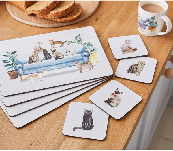 Set 4 suporturi farfurii din plută 21.5x29 cm Curious Cats - Cooksmart ®