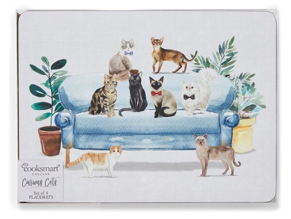 Set 4 suporturi farfurii din plută 21.5x29 cm Curious Cats - Cooksmart ®