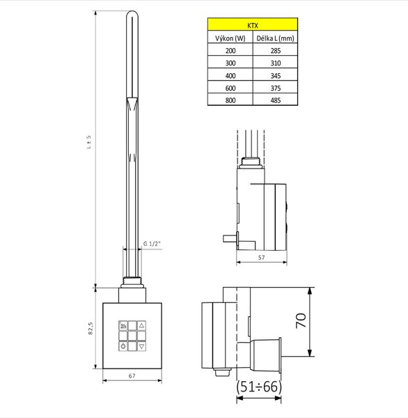 Sapho KTX incalzitor electric 400 W crom KTX-CW-400