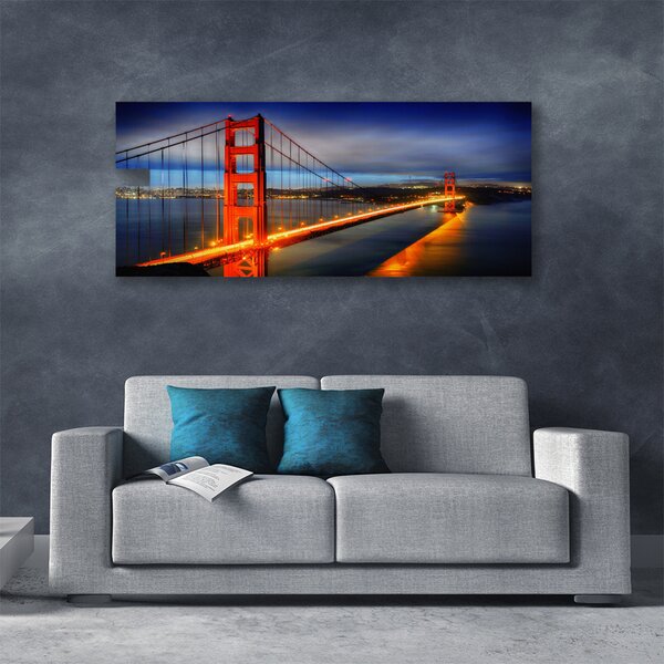 Tablou pe panza canvas Podul Arhitectura Orange Albastru