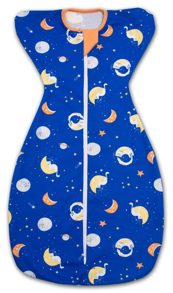 Sistem de infasat bebe Kidizi Swaddel Confort Space Cats 0-4 luni – anti reflex Moro, 100% bumbac, fermoar dublu, 0.5 TOG