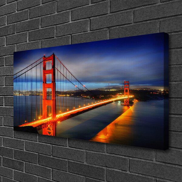 Tablou pe panza canvas Podul Arhitectura Orange Albastru