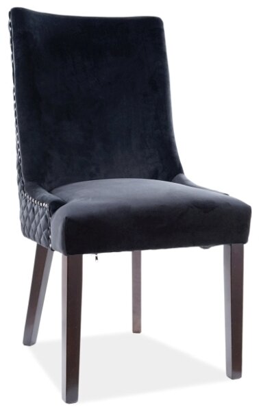Scaun tapitat cu stofa si picioare din lemn, Leontine Velvet Negru, l51xA62xH99 cm