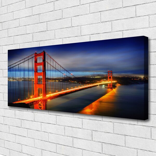 Tablou pe panza canvas Podul Arhitectura Orange Albastru