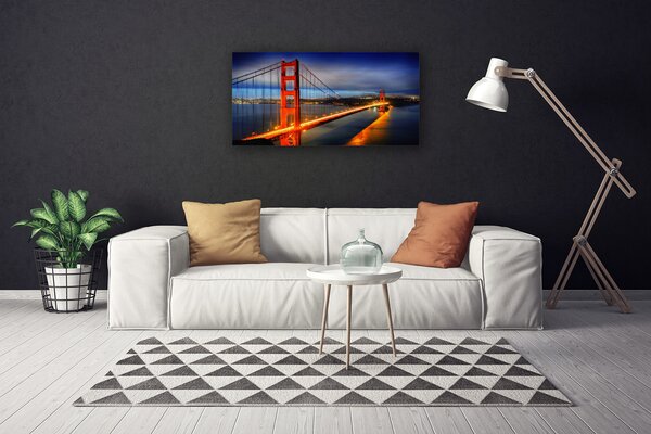 Tablou pe panza canvas Podul Arhitectura Orange Albastru