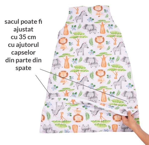 Sac de dormit copii reglabil 6-36 luni Kidizi Safari, 1 tog