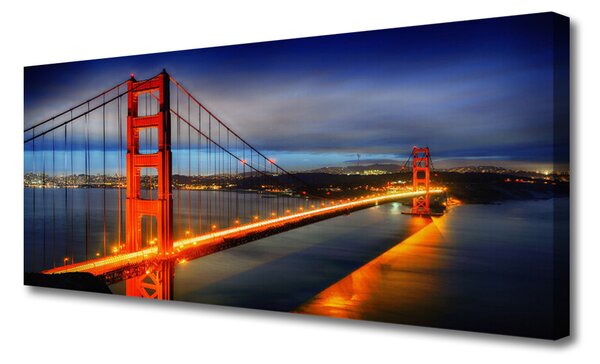 Tablou pe panza canvas Podul Arhitectura Orange Albastru