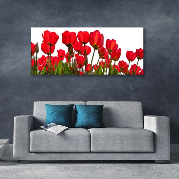 Tablou pe panza canvas Flori Floral Roșu Verde Alb