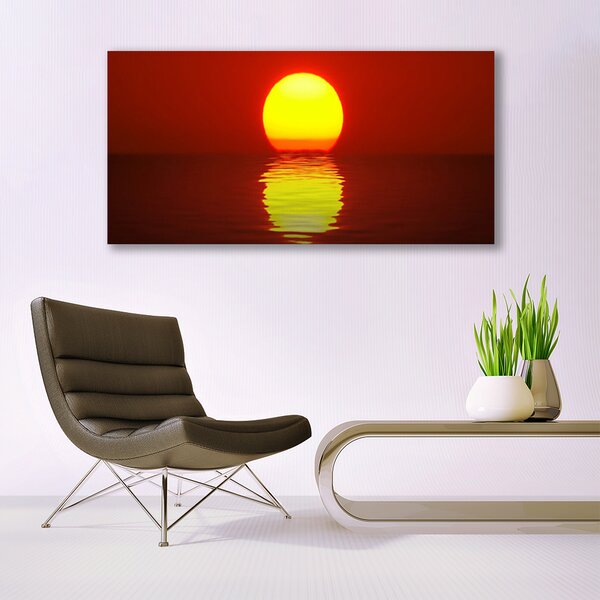 Tablou pe sticla Sea Sunset Peisaj Orange Galben