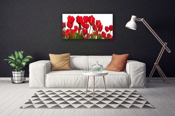 Tablou pe panza canvas Flori Floral Roșu Verde Alb