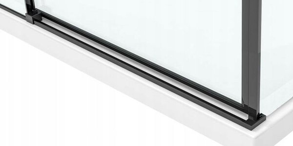 Rea Solar Black Mat, cabină de duș dreptunghiulară cu ușă glisantă 100 (uşă) x 80 (perete) cm, sticlă transparentă de 6 mm, profil negru, REA-K6310