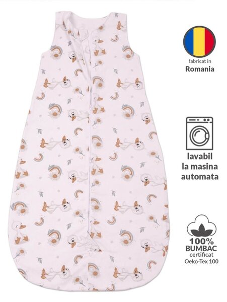 Sac dormit copii de vara din muselina Kidizi Ducky 90 cm, 100% bumbac, 6-24 luni 0.5 TOG