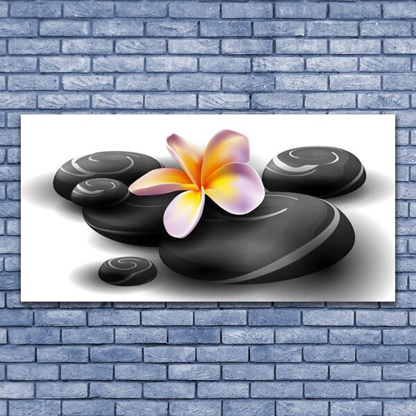 Tablou pe panza canvas Pietrele de flori Natura Negru Galben Violet Gri
