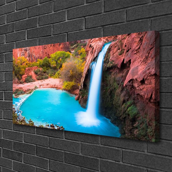 Tablou pe panza canvas Cascada Natural Munții Albastru Verde Maro