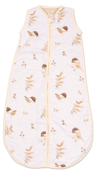 Sac de dormit copii de vara din muselina Kidizi Birdy 75 cm, 100% bumbac, 0-9 luni