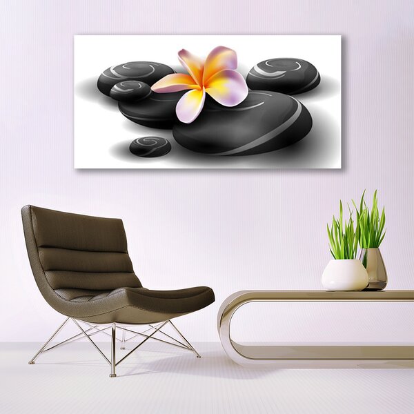 Tablou pe panza canvas Pietrele de flori Natura Negru Galben Violet Gri