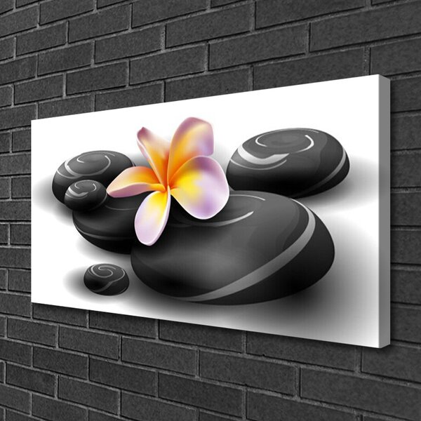 Tablou pe panza canvas Pietrele de flori Natura Negru Galben Violet Gri