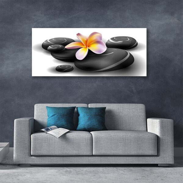 Tablou pe panza canvas Pietrele de flori Natura Negru Galben Violet Gri