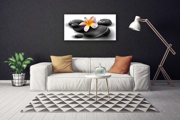 Tablou pe panza canvas Pietrele de flori Natura Negru Galben Violet Gri