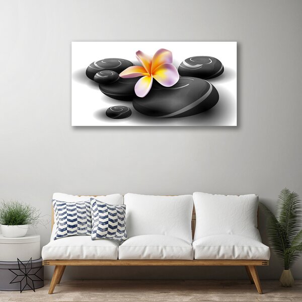 Tablou pe panza canvas Pietrele de flori Natura Negru Galben Violet Gri
