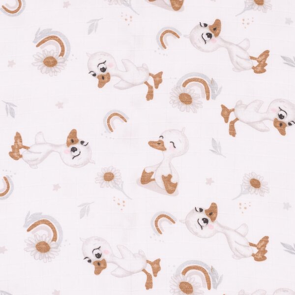 Sac de dormit copii de vara din muselina Kidizi Ducky 75 cm, 100% bumbac, 0-9 luni
