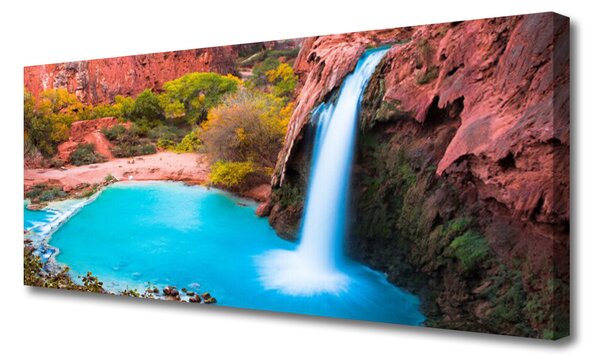 Tablou pe panza canvas Cascada Natural Munții Albastru Verde Maro