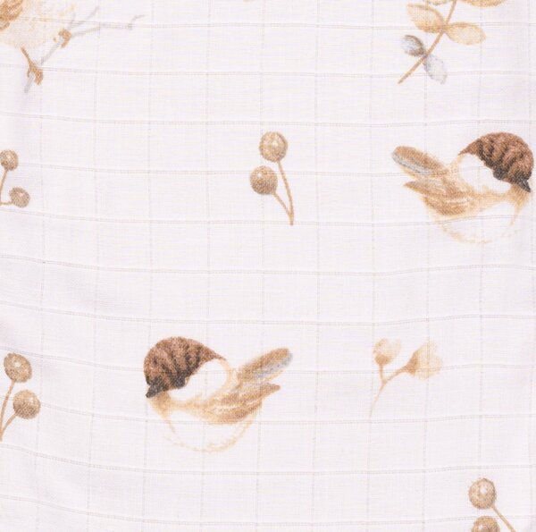 Sac de dormit copii de vara din muselina Kidizi Birdy 75 cm, 100% bumbac, 0-9 luni