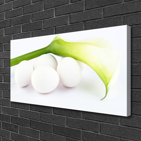 Tablou pe panza canvas Ouă Floral Alb Verde