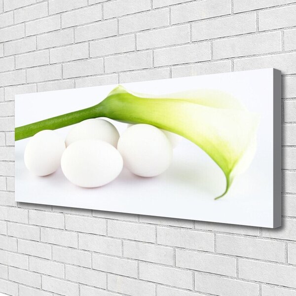 Tablou pe panza canvas Ouă Floral Alb Verde